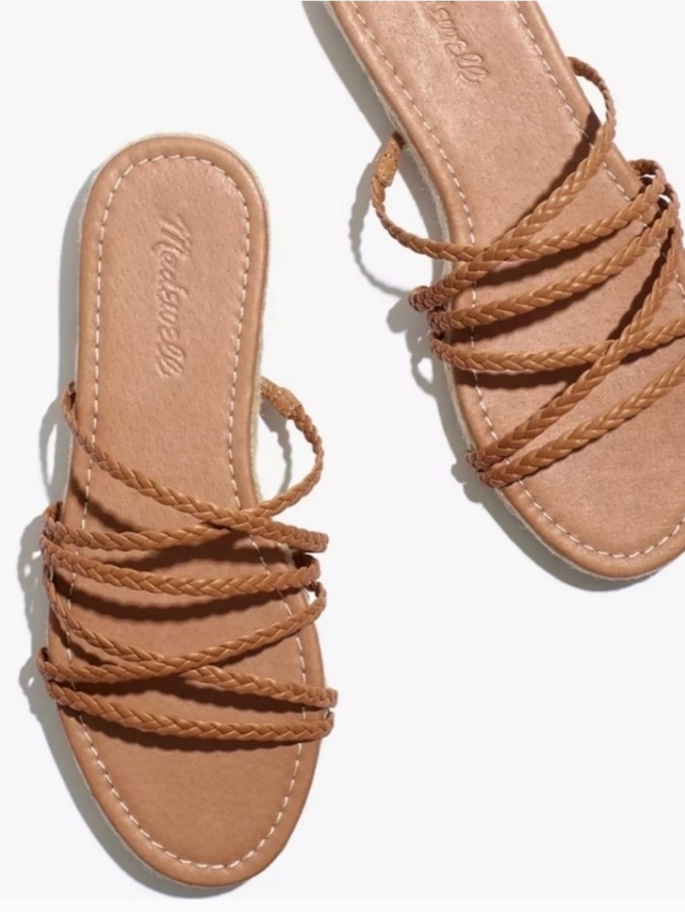 Madewell Braided Strappy Slide Sandals in Tan